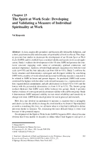 The Spirit at Work Scale: Developing and Validating a Measure of Individual Spirituality at Work