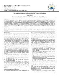 Unfolding Geographical Indications of India: a Brief Introduction