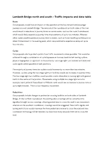 Lambeth Bridge North and South - Traffic Impacts and Data Table