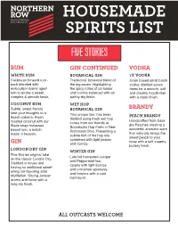 Spirits List