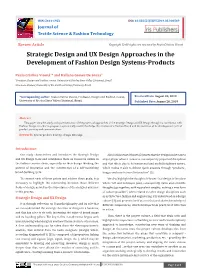 Strategic Design and UX Design Approaches in the Development of Fashion Design Systems-Products