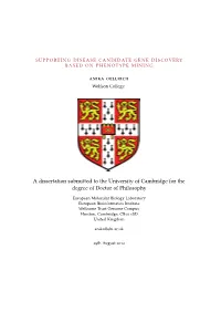 Supporting Disease Candidate Gene Discovery Based on Phenotype Mining