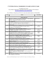 2Nd INTERNATIONAL WORKSHOP on DAIRY SCIENCE PARK