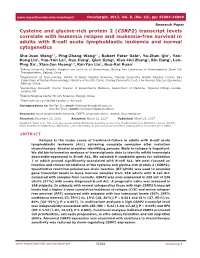 (CSRP2) Transcript Levels Correlate with Leukemia Relapse and Leukemia-Free Survival in Adults with B-Cell Acute Lymphoblastic Leukemia and Normal Cytogenetics
