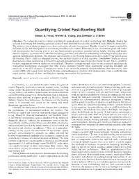 Quantifying Cricket Fast-Bowling Skill