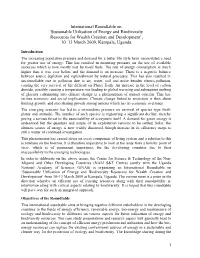 Sustainable Utilisation of Energy and Biodiversity Resources for Wealth Creation and Development’, 10–13 March 2009, Kampala, Uganda