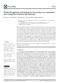 Textile Recognition and Sorting for Recycling at an Automated Line Using Near Infrared Spectroscopy