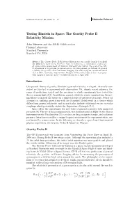 The Gravity Probe B Relativity Mission