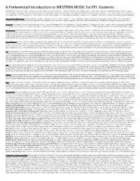 A Preferential Introduction to WESTERN MUSIC For