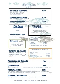 Chiringuito Menu