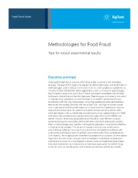 Methodologies for Food Fraud