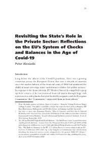 Reflections on the EU's System of Checks and Balances in the Age