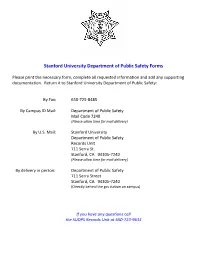 Stanford University Department of Public Safety Forms