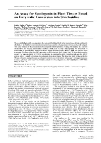 An Assay for Secologanin in Plant Tissues Based on Enzymatic Conversion Into Strictosidine