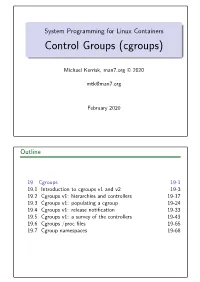Control Groups (Cgroups)