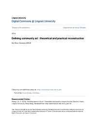 Defining Community Art : Theoretical and Practical Reconstruction