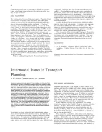 Intermodal Issues in Transport Planning H
