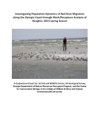 Investigating Population Dynamics of Red Knot Migration Along the Georgia Coast Through Mark/Recapture Analysis of Resights: 2015 Spring Season