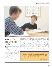 Montessori at the Secondary Levels