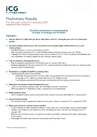 Preliminary Results for the Year Ended 31 January 2021 Embargoed Until 7:00Am on 28 April 2021