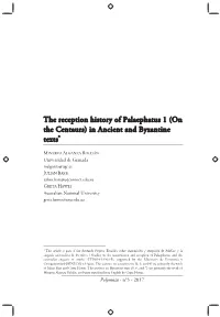 The Reception History of Palaephatus 1 (On the Centaurs) in Ancient and Byzantine Texts*