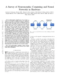 A Survey of Neuromorphic Computing and Neural Networks in Hardware Catherine D