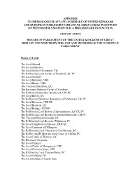 Appendix to Memorandum of Law on Behalf of United