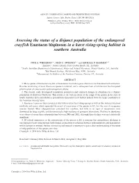 Assessing the Status of a Disjunct Population of the Endangered Crayfish Euastacus Bispinosus in a Karst Rising-Spring Habitat in Southern Australia
