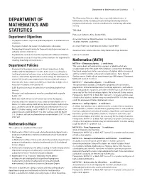 Department of Mathematics and Statistics 1