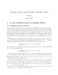 Ergodic Theory Lecture Notes - Jan-Mar