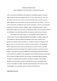 Obstacles and Opportunities: Labour Emigration to the 'British World' In