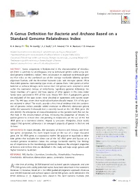 A Genus Definition for Bacteria and Archaea Based on a Standard
