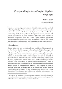 Compounding in Aral–Caspian Kipchak Languages