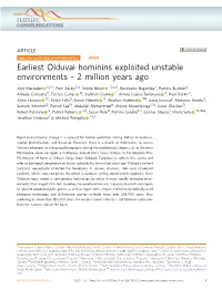 Earliest Olduvai Hominins Exploited Unstable