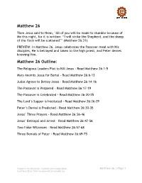 Matthew 26 Matthew 26 Outline