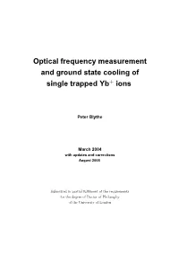 Optical Frequency Measurement and Ground State Cooling of Single Trapped Yb+ Ions