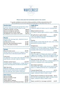 Wavecrest Lunch Sample Menu