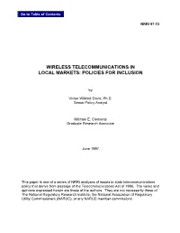 Wireless Telecommunications in Local Markets: Policies for Inclusion