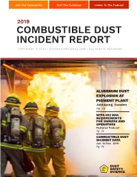 2019 Combustible Dust Incident Report Copyright © 2020 | Dutsafetyscience.Com | All Rights Reserved