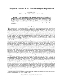 Analysis of Variance in the Modern Design of Experiments