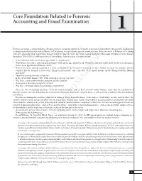Core Foundation Related to Forensic Accounting and Fraud Examination 1