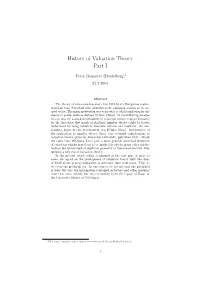 History of Valuation Theory Part I