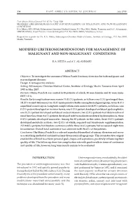 Modified Ureterosigmoidostomy for Management of Malignant and Non-Malignant Conditions K.A