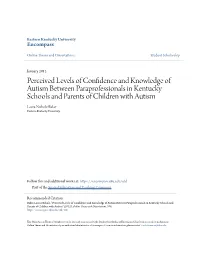 Perceived Levels of Confidence and Knowledge of Autism Between