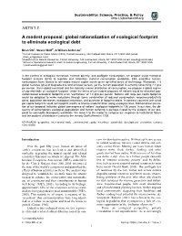 SSPP: a Modest Proposal: Global Rationalization of Ecological Footprint to Eliminate Ecological Debt