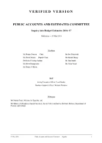 Verified Transcripts, Presentations and Handouts Will Be Placed on the Committee’S Website As Soon As Possible