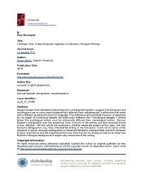 A Neurolinguistic Approach to Beckett's Bilingual Writings Journal