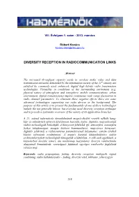 Diversity Reception in Radiocommunication Links