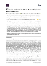 Expression and Function of Host Defense Peptides at Inflammation