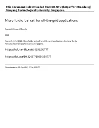 Microfluidic Fuel Cell for Off‑The‑Grid Applications